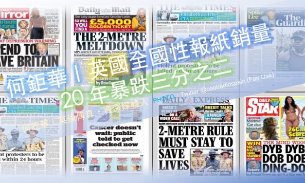 何鉅華｜🇬🇧英國🇬🇧：全國性報紙銷量 20 年暴跌三分之二