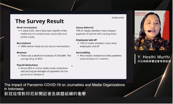 印尼網路媒體協會AMSI的調查報告顯示,印尼媒體疫情期間慘澹經營。(邱祐慶擷圖) 印尼網路媒體協會AMSI的調查報告顯示,印尼媒體疫情期間慘澹經營。(邱祐慶擷圖)