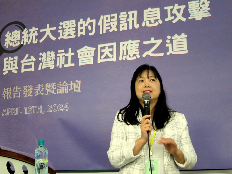 洪貞玲指出，台灣在今年選後確實也出現了一段時間的作票傳聞，使得「作票」在選後成為持續使台灣社會內部不安的議題。（特約記者陳洧農攝）