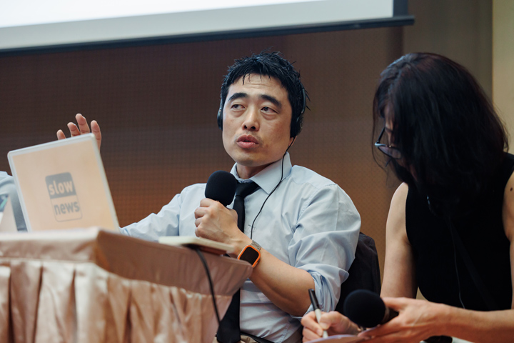 韓國主講者李政桓說明韓國現況。（鄭宇辰攝）
