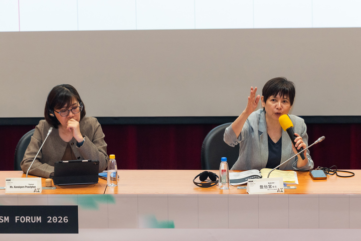 詹宜怡回應指出，在認知作戰日益頻繁的時代，資訊仍應盡可能維持透明。（蔡昕翰攝）